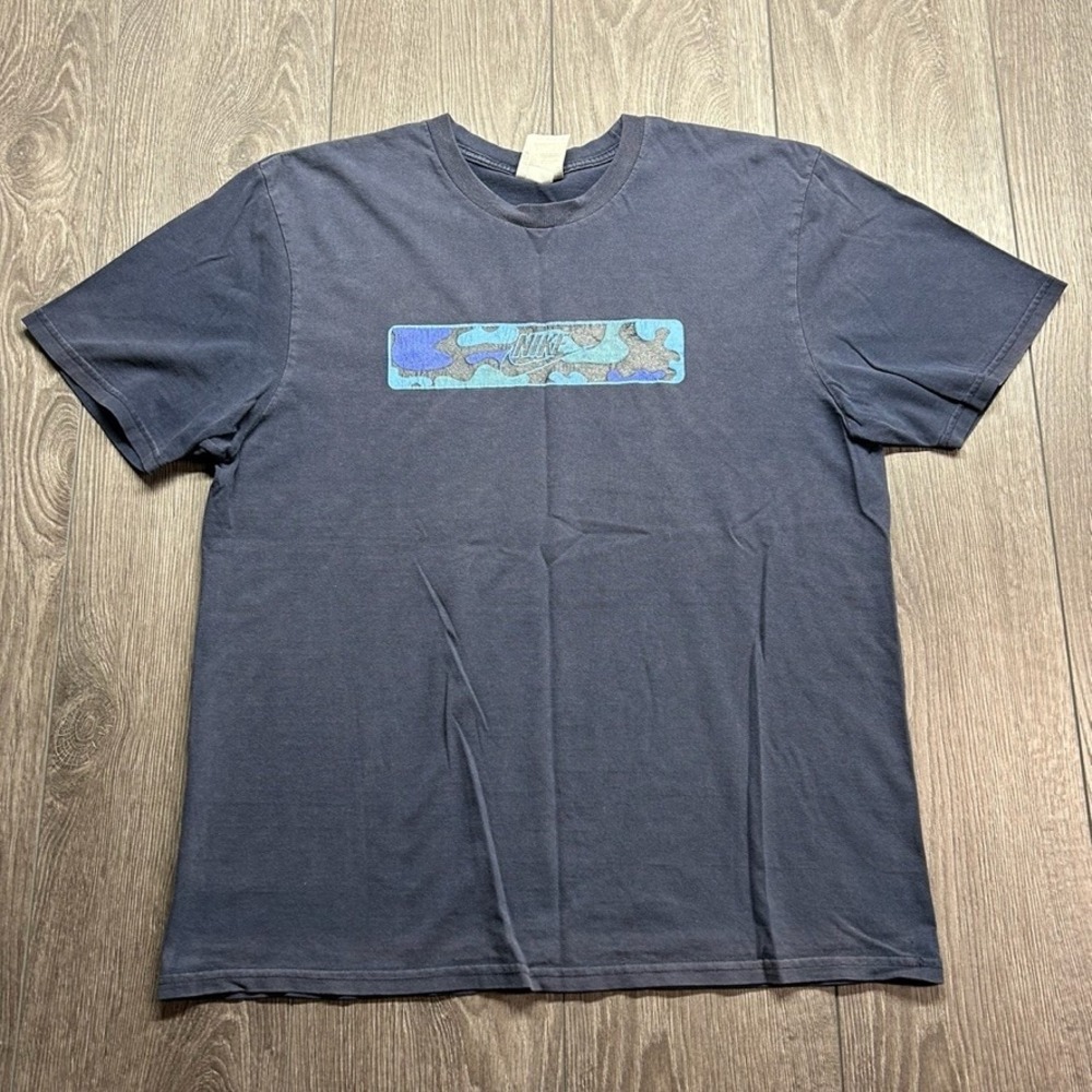 Vintage Nike T-Shirt Mens Large Navy Blue Camo Logo Graphic Tee Y2K Canada